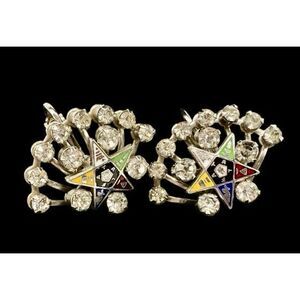 Order of the Eastern Star Vtg Rhinestone Clip On Earrings Masonic